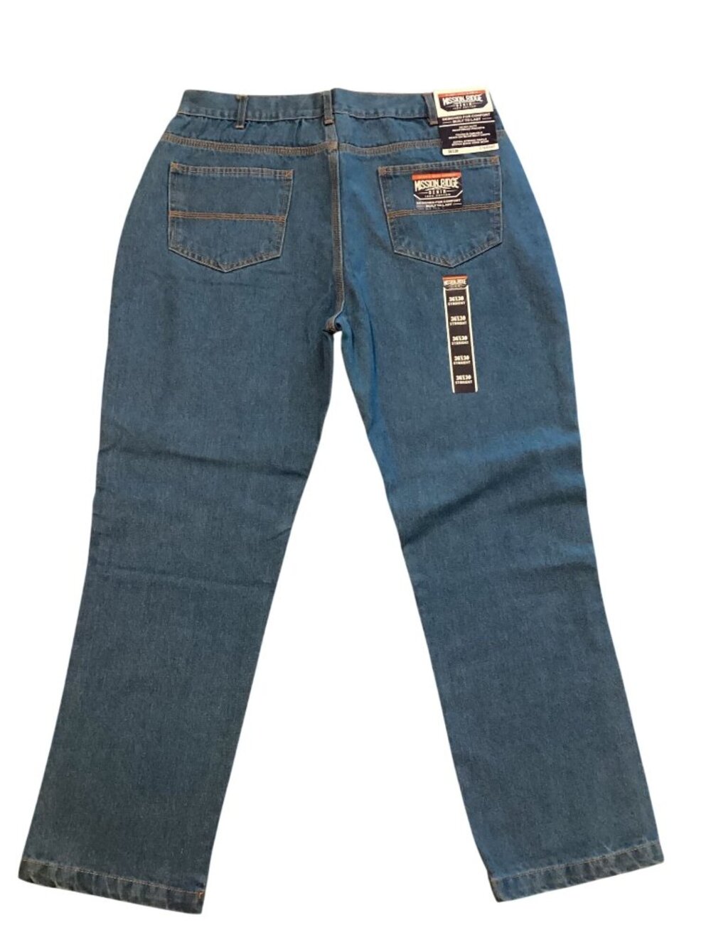Mission Ridge Men's 100% Cotton Size 36X30 Denim Blue Jeans Straight Cut NEW